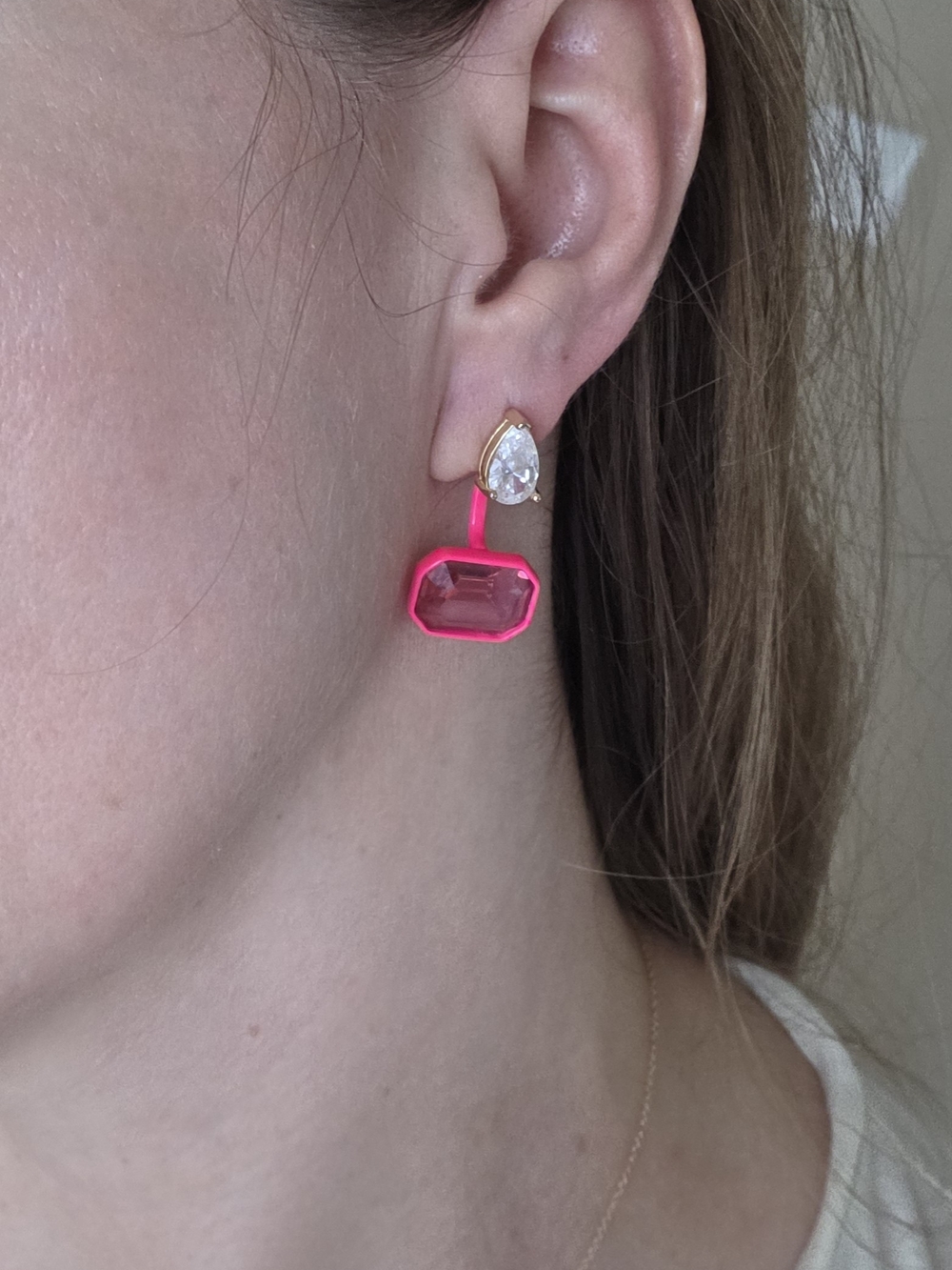 Pink Crystal Drop Earrings - Fashion Women's Jewelry